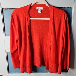 Kim Rogers Women's Vibrant Red Cardigan Sweater Large